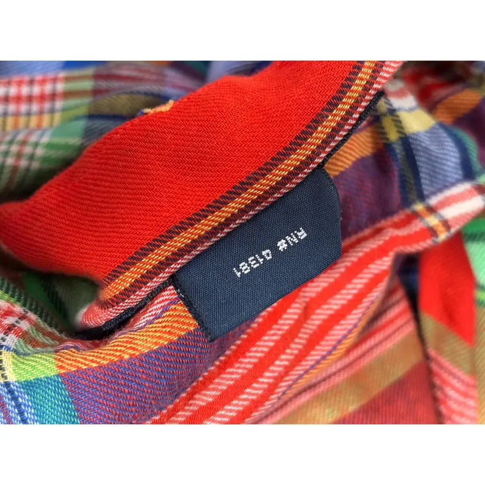 Ralph Lauren Shirt Boys 6 Multicolor Plaid Long Sleeve Button Front Madras